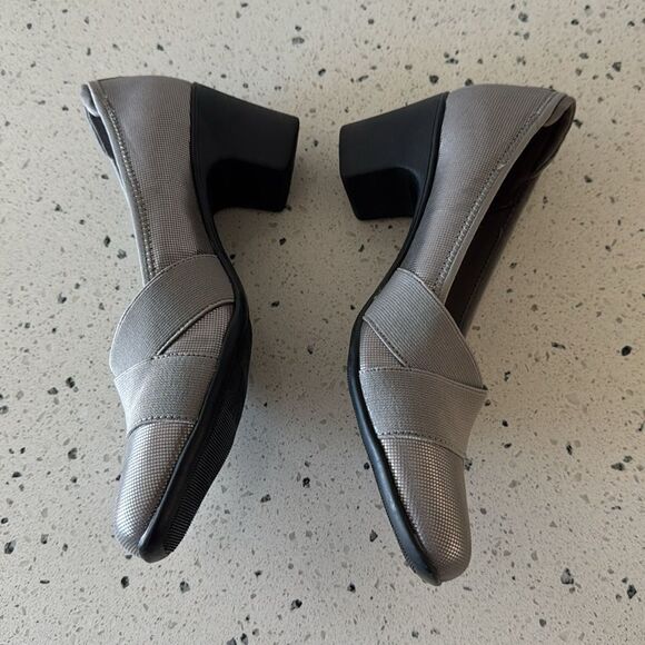 Anne Klein AK Sport Violetta Gray Coated Textile Block Heel Pumps Shoes Size 8M - Picture 9 of 12